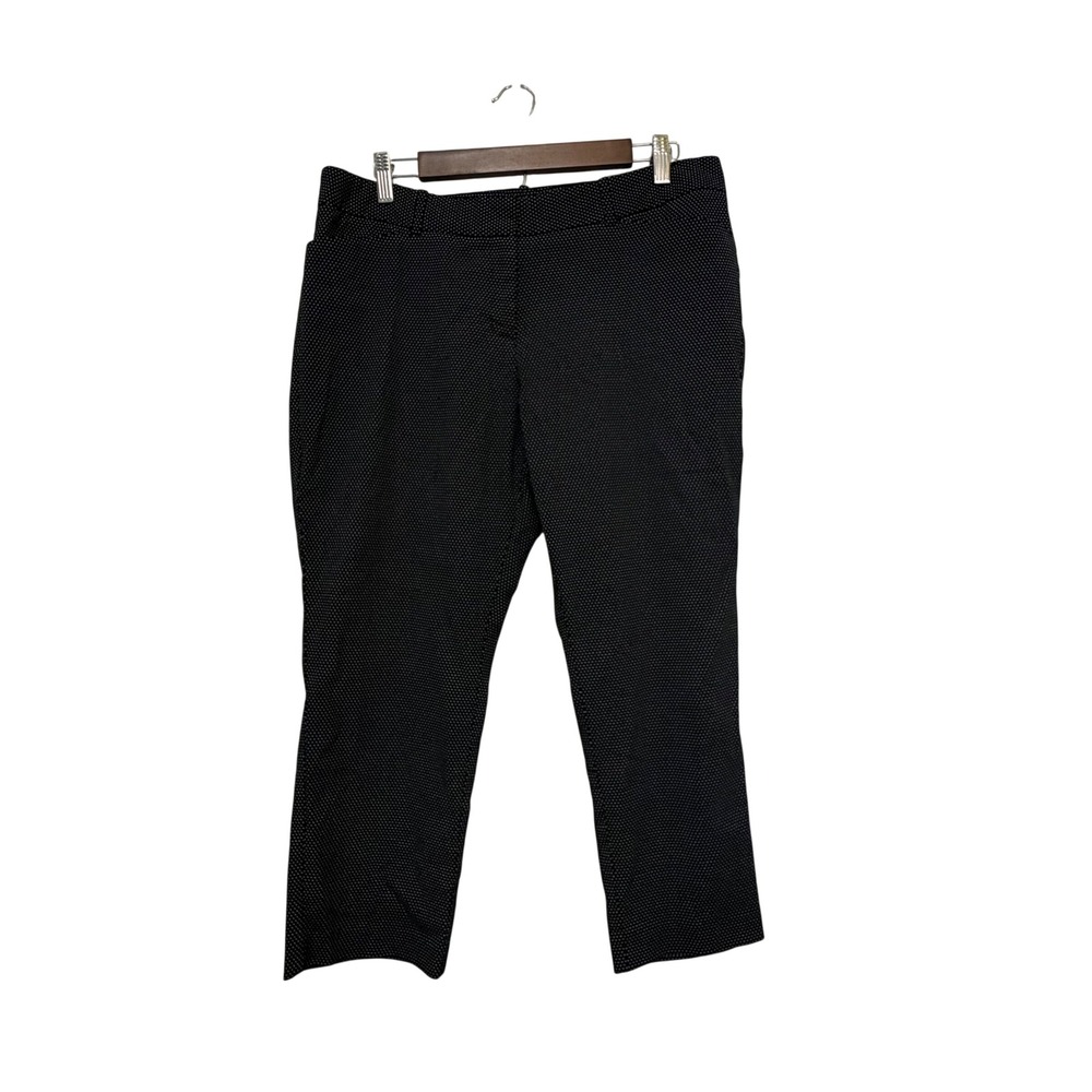 Worthington Woman's Petite Slim Fit Ankle Pants Black White Polka Dot 14P Petite